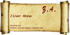 Ziner Anna névjegykártya
